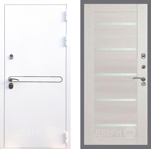 Входная металлическая Дверь Стоп Лайн Вайт СБ-14 Лиственница беж в Электрогорске