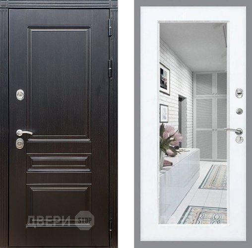 Входная металлическая Дверь Стоп МЕГАПОЛИС Зеркало Силк Сноу в Электрогорске