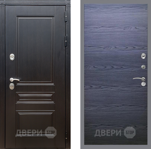 Входная металлическая Дверь Стоп МЕГАПОЛИС Гладкая Дуб тангенальный черный в Электрогорске