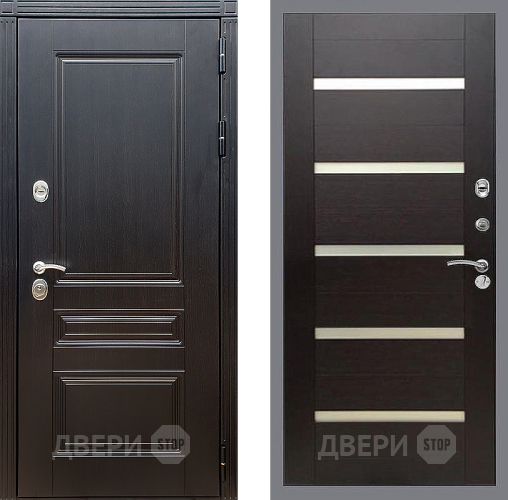 Входная металлическая Дверь Стоп МЕГАПОЛИС СБ-14 венге поперечный в Электрогорске