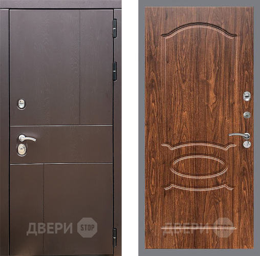 Входная металлическая Дверь Стоп УРБАН ФЛ-128 орех тисненый в Электрогорске