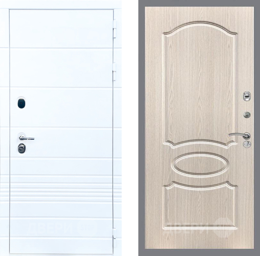 Входная металлическая Дверь Стоп ТРЕНДО ФЛ-128 Беленый дуб в Электрогорске