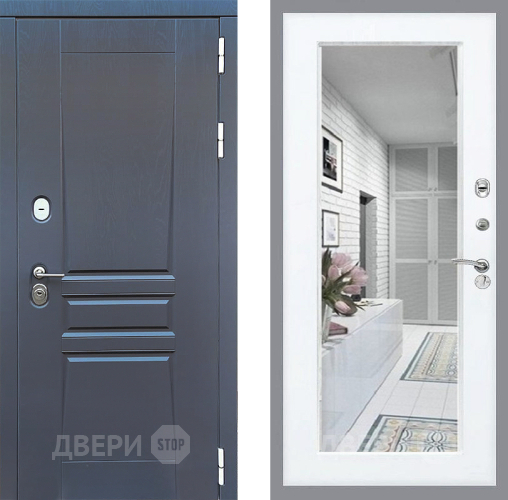 Входная металлическая Дверь Стоп ПЛАТИНУМ Зеркало Силк Сноу в Электрогорске