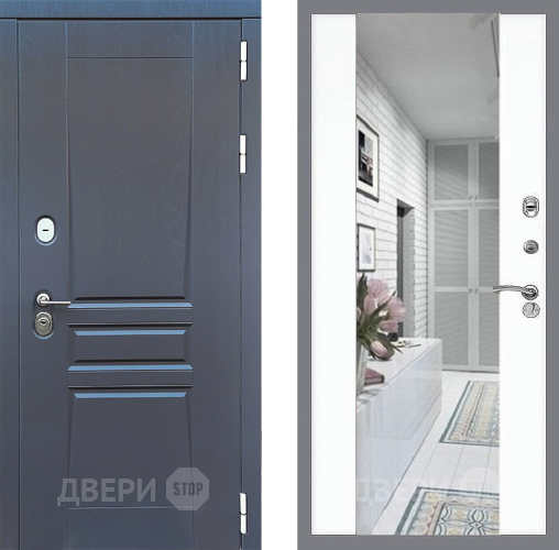 Входная металлическая Дверь Стоп ПЛАТИНУМ Зеркало СБ-16 Силк Сноу в Электрогорске