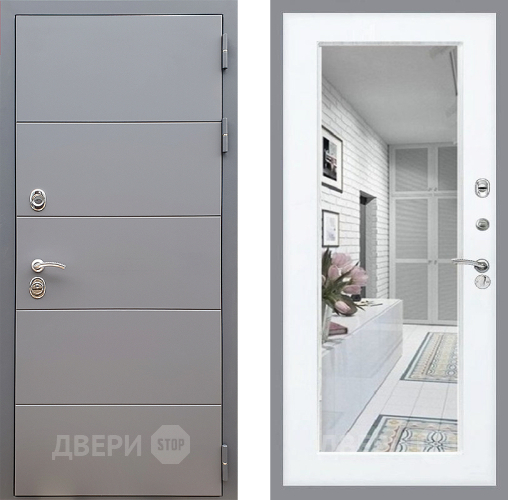 Входная металлическая Дверь Стоп АРТ ГРАФИТ Зеркало Силк Сноу в Электрогорске