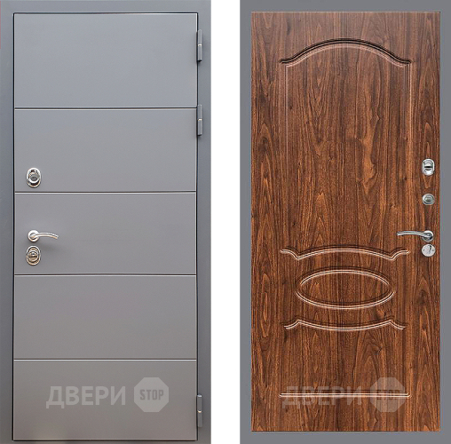 Входная металлическая Дверь Стоп АРТ ГРАФИТ ФЛ-128 орех тисненый в Электрогорске