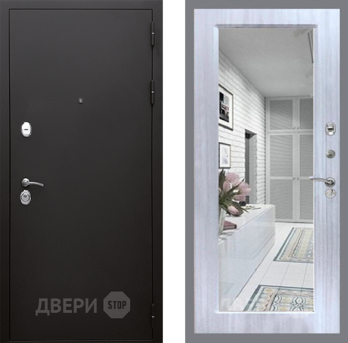 Входная металлическая Дверь Стоп КЛАССИК Шагрень Зеркало Сандал белый в Электрогорске