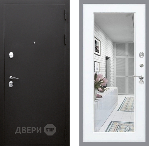 Входная металлическая Дверь Стоп КЛАССИК Шагрень Зеркало Силк Сноу в Электрогорске