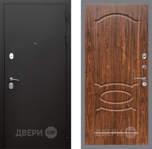 Входная металлическая Дверь Стоп КЛАССИК Шагрень ФЛ-128 орех тисненый в Электрогорске