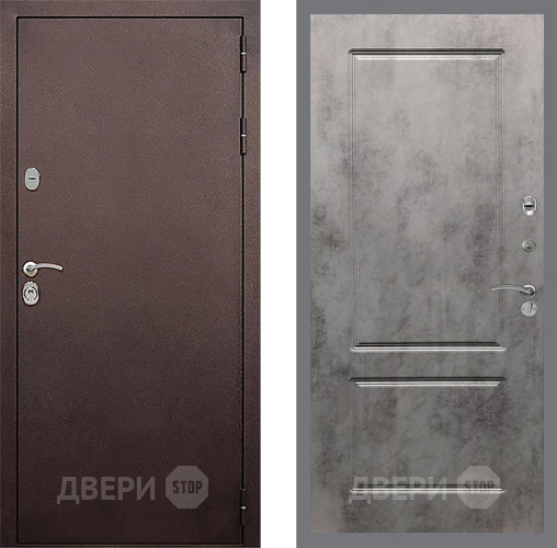 Входная металлическая Дверь Стоп КЛАССИК Медь ФЛ-117 Бетон темный в Электрогорске