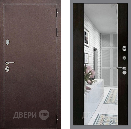 Входная металлическая Дверь Стоп КЛАССИК Медь Зеркало СБ-16 Венге в Электрогорске