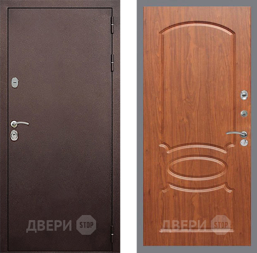 Входная металлическая Дверь Стоп КЛАССИК Медь ФЛ-128 Береза мореная в Электрогорске