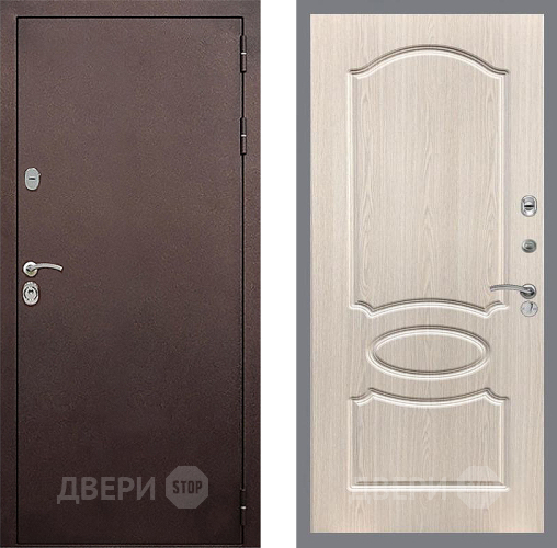 Входная металлическая Дверь Стоп КЛАССИК Медь ФЛ-128 Беленый дуб в Электрогорске