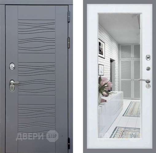 Входная металлическая Дверь Стоп СКАНДИ Зеркало Белый ясень в Электрогорске