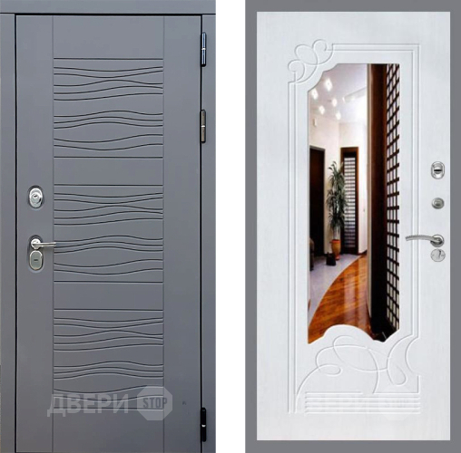 Входная металлическая Дверь Стоп СКАНДИ ЗкркалоФЛ-147 Ясень белый в Электрогорске