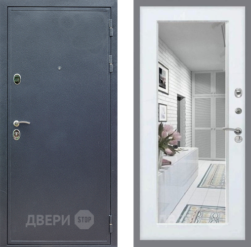 Входная металлическая Дверь Стоп СИЛЬВЕР Зеркало Белый ясень в Электрогорске