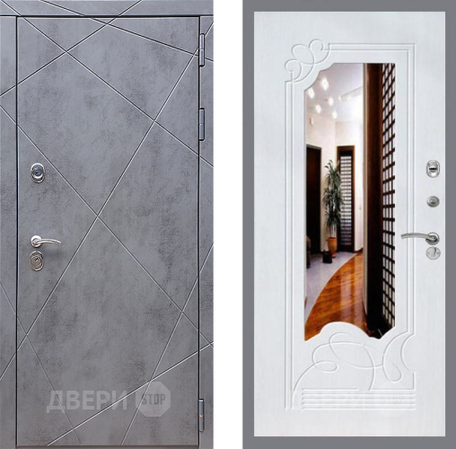 Входная металлическая Дверь Стоп Лучи ЗкркалоФЛ-147 Ясень белый в Электрогорске