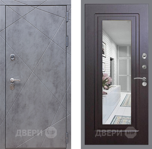 Входная металлическая Дверь Стоп Лучи Зеркало ФЛ-120 Венге в Электрогорске