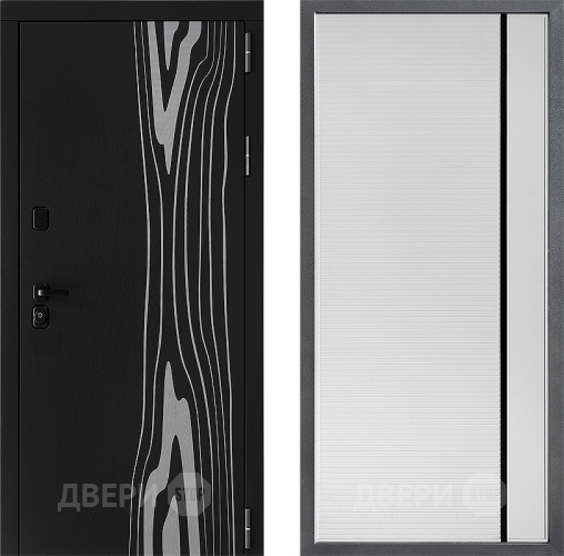 Входная металлическая Дверь Дверной континент ДК-12 ФЛ-757 Черное Стекло Софт милк в Электрогорске