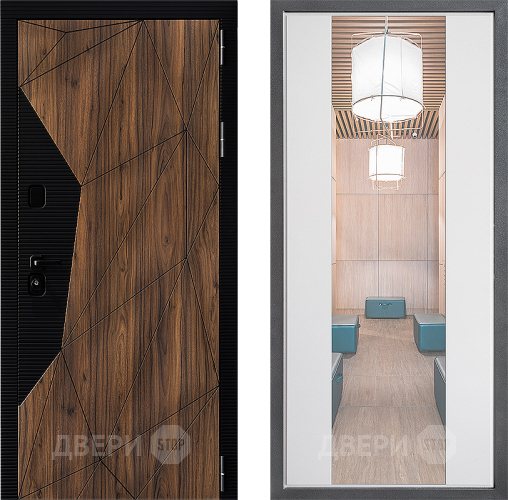 Входная металлическая Дверь Дверной континент ДК-11 ФЛЗ-1 Зеркало Белый софт в Электрогорске