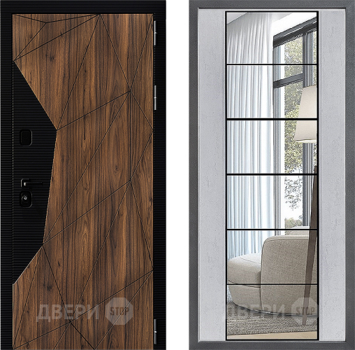 Дверь Дверной континент ДК-11 ФЛЗ-2 Зеркало Бетон светлый в Электрогорске