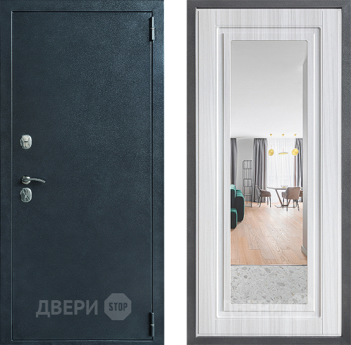 Входная металлическая Дверь Дверной континент ДК-70 Дизайн ФЛЗ Зеркало Сандал белый в Электрогорске