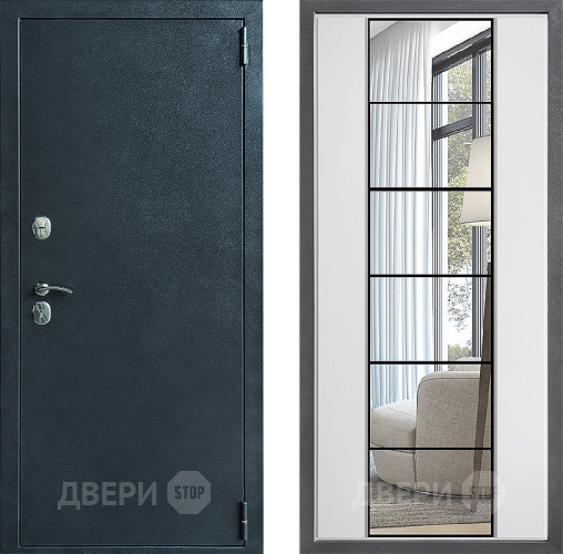 Входная металлическая Дверь Дверной континент ДК-70 Дизайн ФЛЗ-2 Зеркало Белый софт в Электрогорске