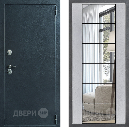 Входная металлическая Дверь Дверной континент ДК-70 Дизайн ФЛЗ-2 Зеркало Бетон светлый в Электрогорске