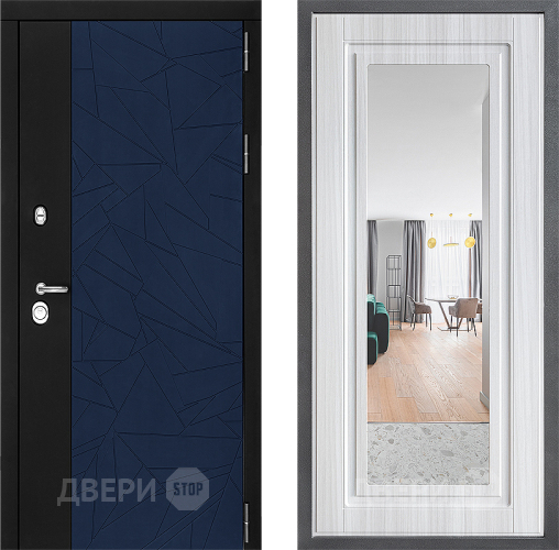 Входная металлическая Дверь Дверной континент ДК-9 ФЛЗ Зеркало Сандал белый в Электрогорске