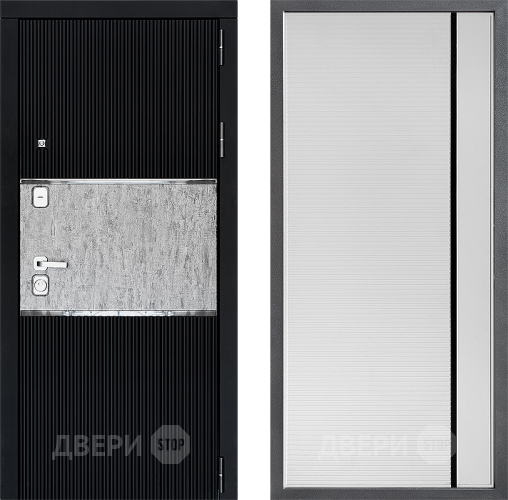 Входная металлическая Дверь Дверной континент ДК-13 ФЛ-757 Черное Стекло Софт милк в Электрогорске