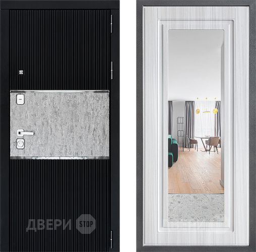 Входная металлическая Дверь Дверной континент ДК-13 ФЛЗ Зеркало Сандал белый в Электрогорске