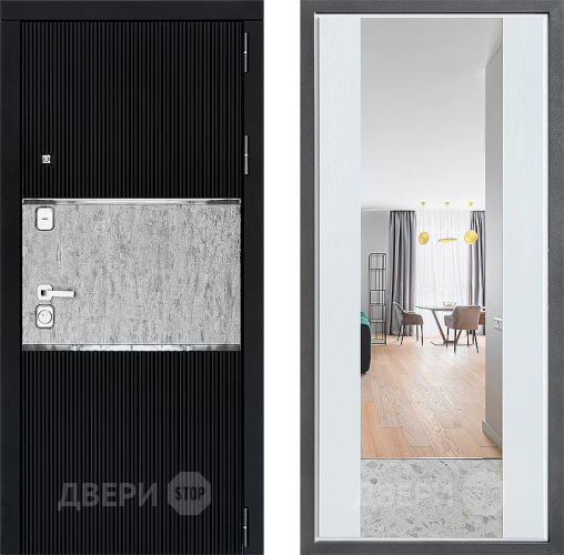 Входная металлическая Дверь Дверной континент ДК-13 ФЛЗ-1 Зеркало Белое дерево в Электрогорске