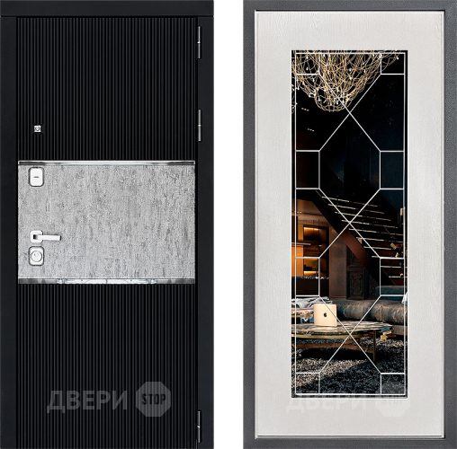 Входная металлическая Дверь Дверной континент ДК-13 ФЛ-Тиффани Зеркало Белое дерево в Электрогорске