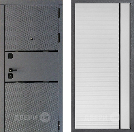 Входная металлическая Дверь Дверной континент Диамант Дизайн ФЛ-757 Черное Стекло Софт милк в Электрогорске