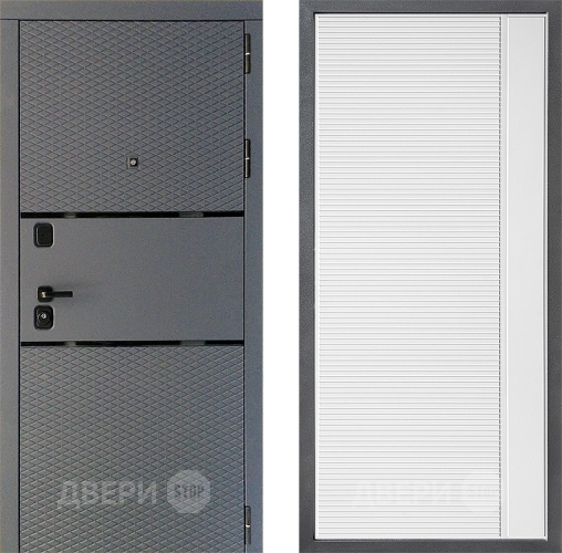 Входная металлическая Дверь Дверной континент Диамант Дизайн ФЛ-757 Белое Стекло Софт милк в Электрогорске