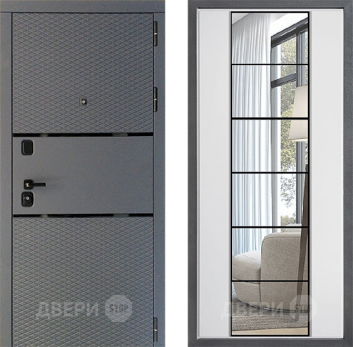 Дверь Дверной континент Диамант Дизайн ФЛЗ-2 Зеркало Белый софт в Электрогорске