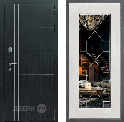 Дверь Дверной континент Теплолюкс Дизайн ФЛ-Тиффани Зеркало Белое дерево в Электрогорске