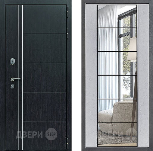 Входная металлическая Дверь Дверной континент Теплолюкс Дизайн ФЛЗ-2 Зеркало Бетон светлый в Электрогорске