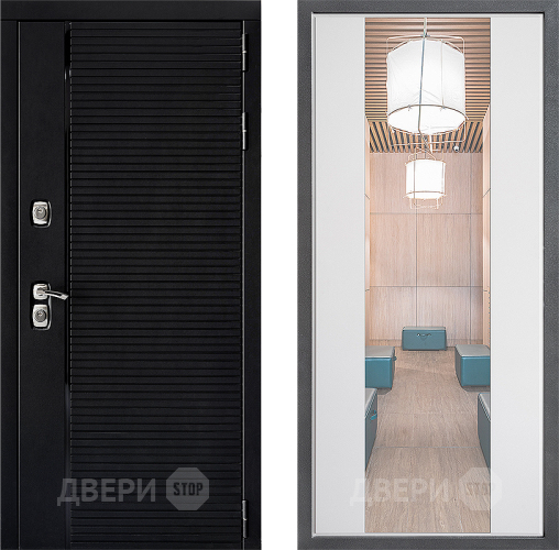 Входная металлическая Дверь Дверной континент ДК-1 ФЛЗ-1 Зеркало Белый софт в Электрогорске