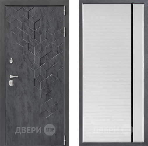 Входная металлическая Дверь Дверной континент ДК-3/713 ФЛ-757 Черное Стекло Софт милк в Электрогорске
