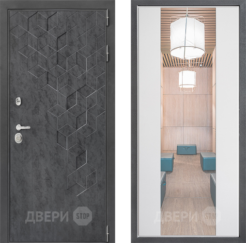 Входная металлическая Дверь Дверной континент ДК-3/713 ФЛЗ-1 Зеркало Белый софт в Электрогорске