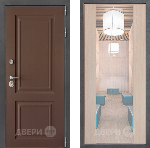 Входная металлическая Дверь Дверной континент ДК-3/729 ФЛЗ-1 Зеркало Капучино в Электрогорске