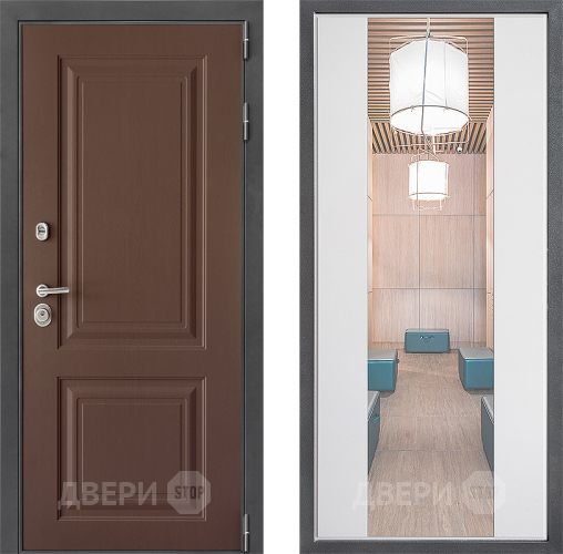 Входная металлическая Дверь Дверной континент ДК-3/729 ФЛЗ-1 Зеркало Белый софт в Электрогорске