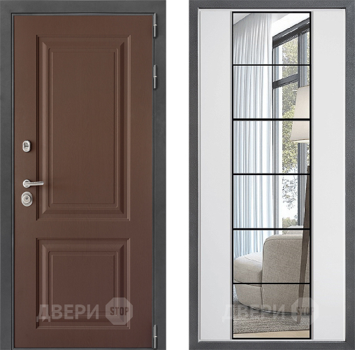 Входная металлическая Дверь Дверной континент ДК-3/729 ФЛЗ-2 Зеркало Белый софт в Электрогорске