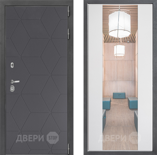 Входная металлическая Дверь Дверной континент ДК-3/744 ФЛЗ-1 Зеркало Белый софт в Электрогорске
