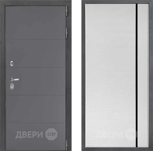 Входная металлическая Дверь Дверной континент ДК-3/649 ФЛ-757 Черное Стекло Софт милк в Электрогорске
