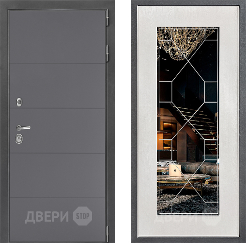 Дверь Дверной континент ДК-3/649 ФЛ-Тиффани Зеркало Белое дерево в Электрогорске