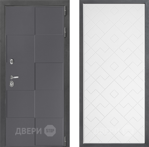 Входная металлическая Дверь Дверной континент ДК-3/606 ФЛ-Тиффани Белый софт в Электрогорске