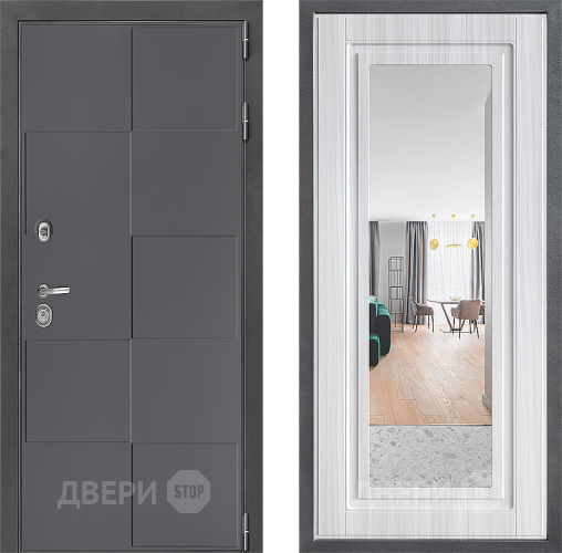 Входная металлическая Дверь Дверной континент ДК-3/606 ФЛЗ Зеркало Сандал белый в Электрогорске