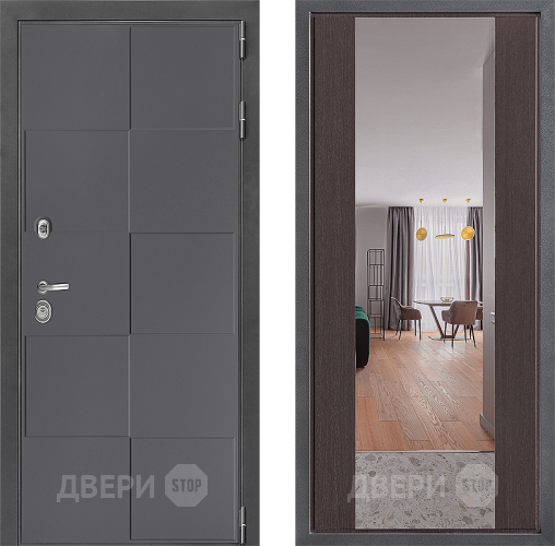 Входная металлическая Дверь Дверной континент ДК-3/606 ФЛЗ-1 Зеркало Венге в Электрогорске